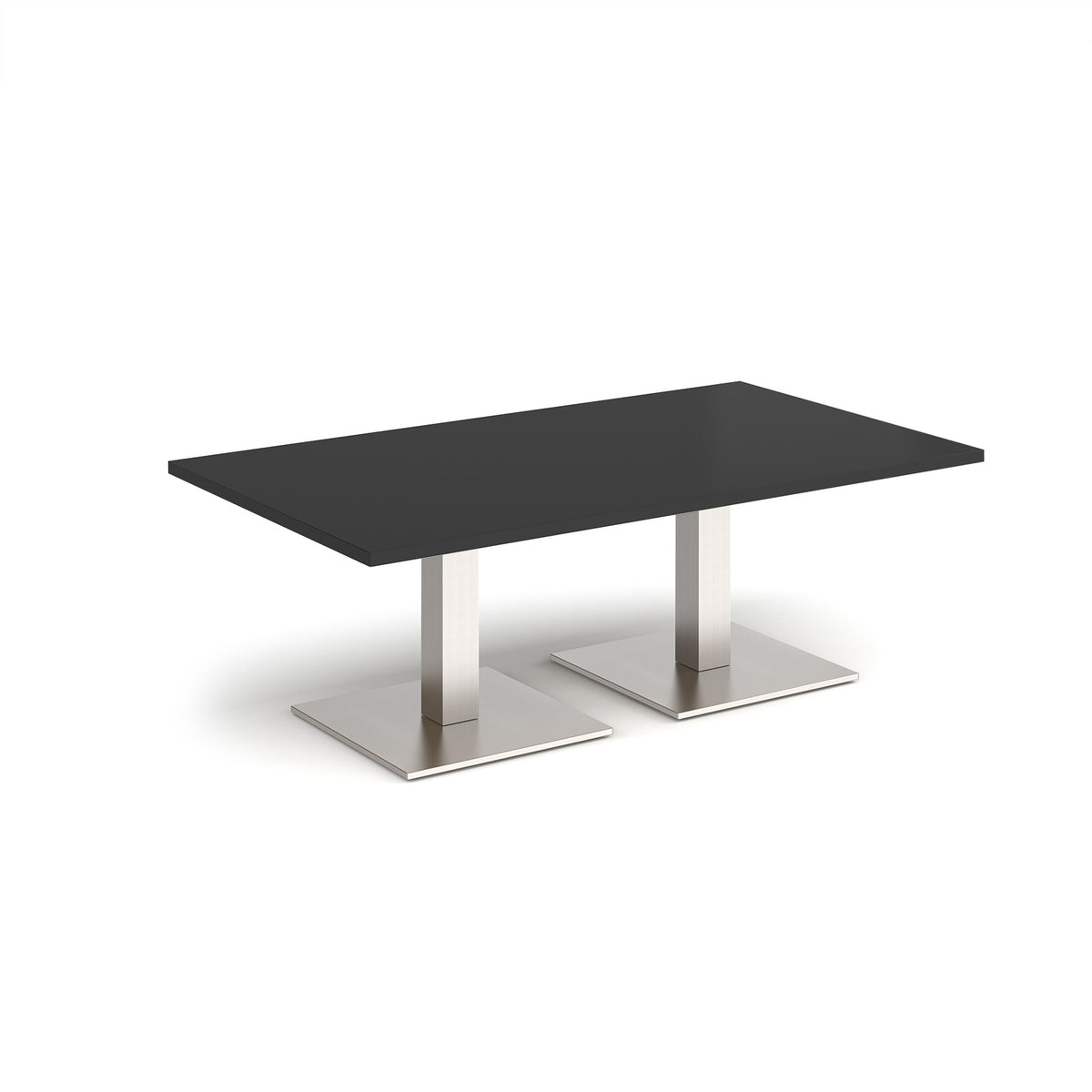 Brescia rectangular coffee table with flat square brushed steel bases 1400mm x 800mm - Black - view 1