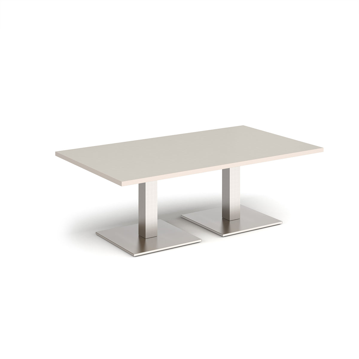 Brescia rectangular coffee table with flat square brushed steel bases 1400mm x 800mm - Light Grey - view 1