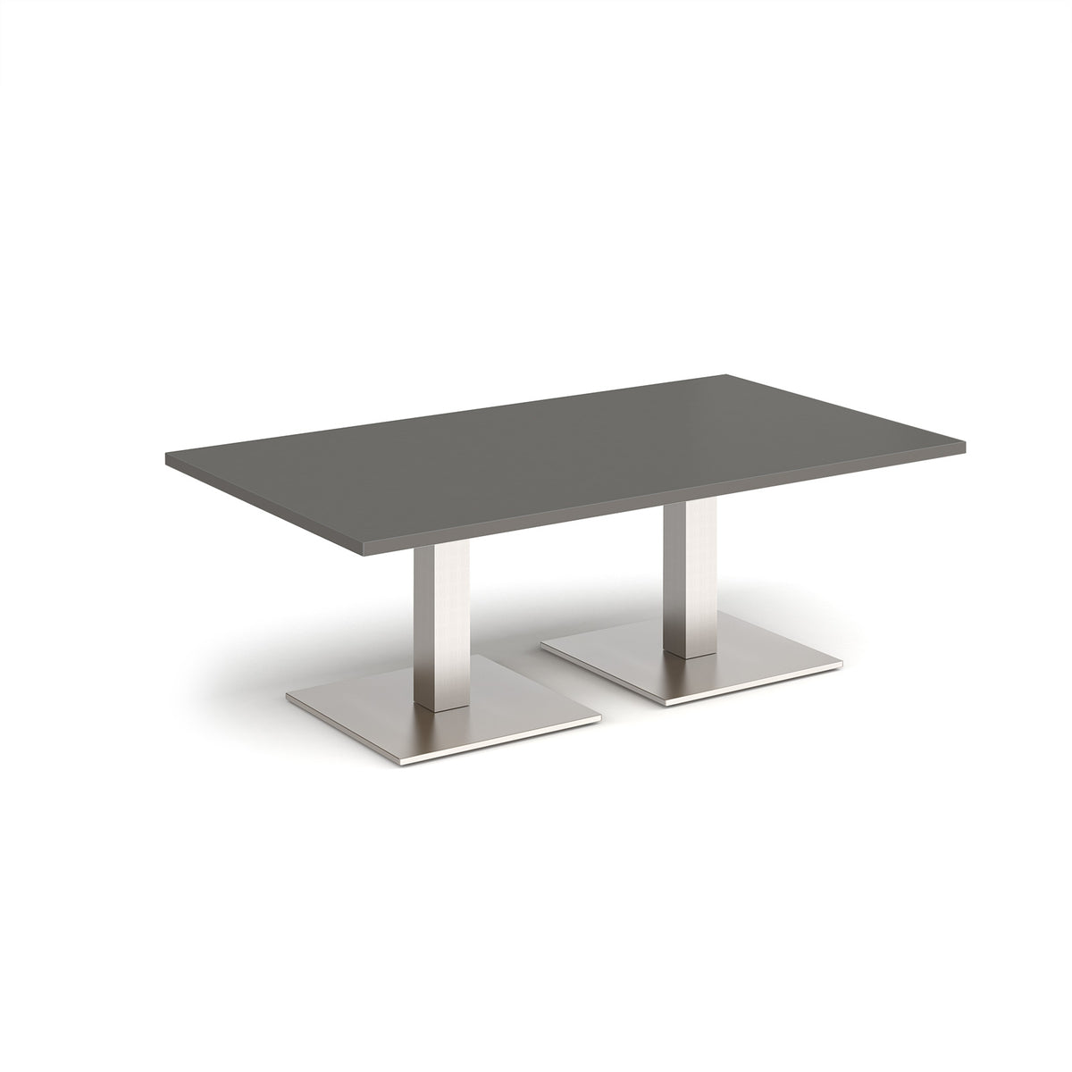 Brescia rectangular coffee table with flat square brushed steel bases 1400mm x 800mm - Onyx Grey - view 1