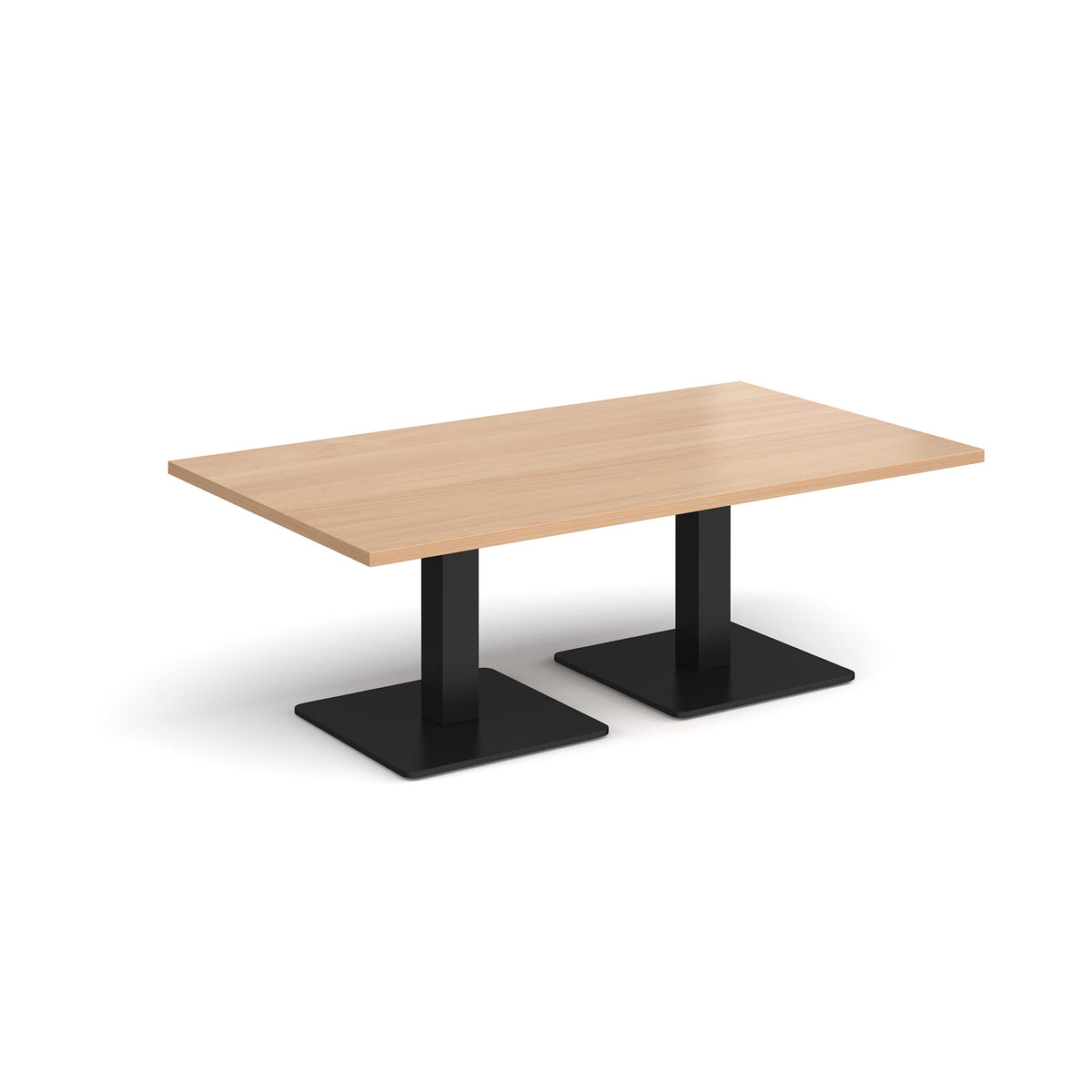 Brescia rectangular coffee table with flat square black bases 1400mm x 800mm - Beech - view 1