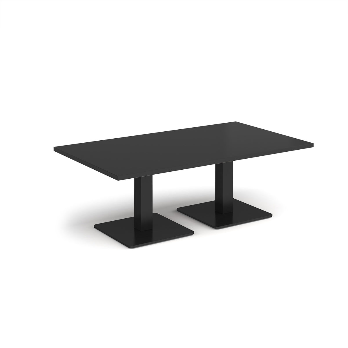 Brescia rectangular coffee table with flat square black bases 1400mm x 800mm - Black - view 1