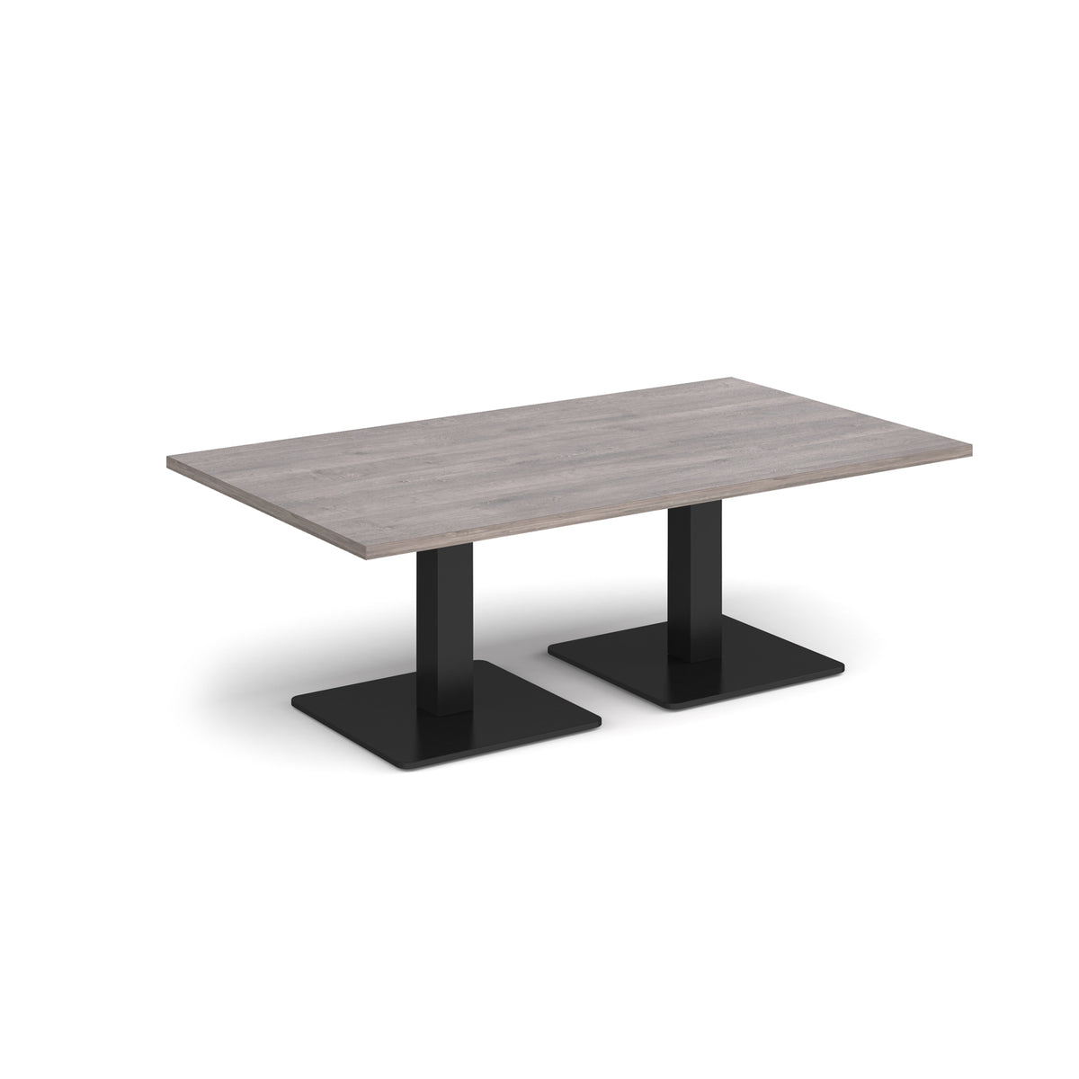 Brescia rectangular coffee table with flat square black bases 1400mm x 800mm - Grey Oak - view 1