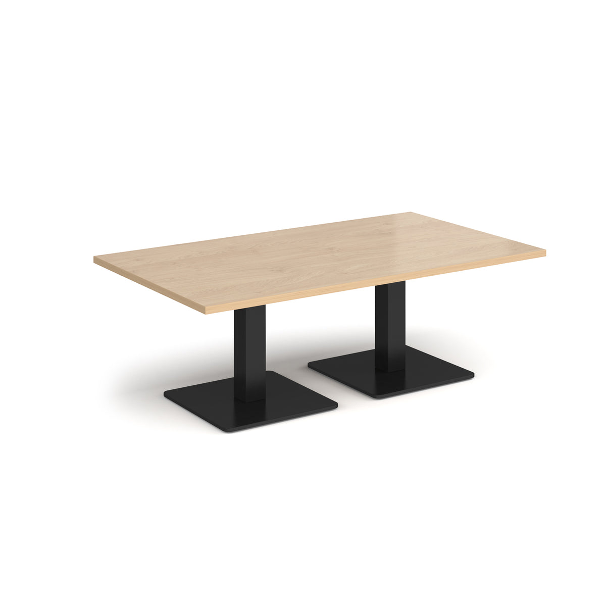 Brescia rectangular coffee table with flat square black bases 1400mm x 800mm - Kendal oak - view 1