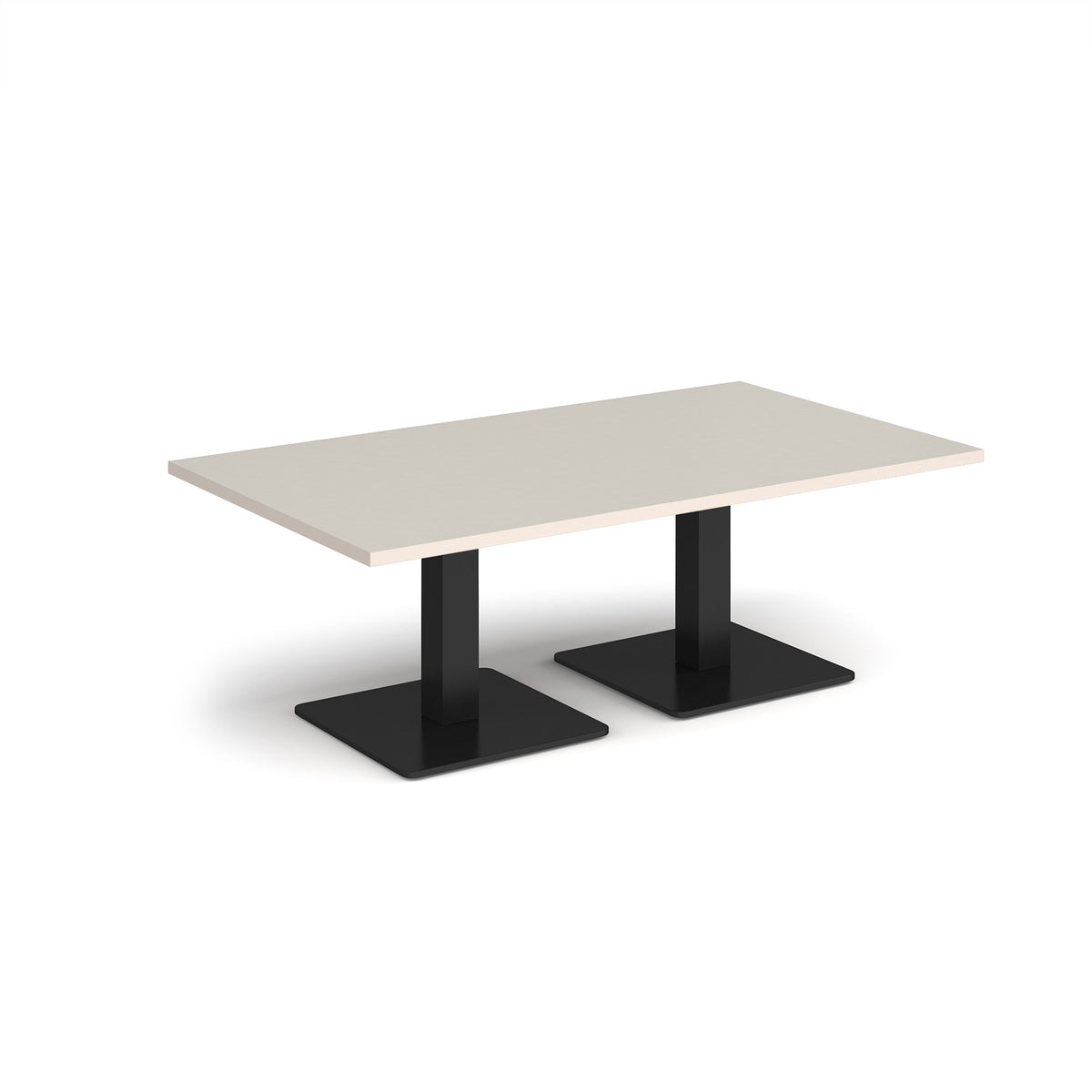Brescia rectangular coffee table with flat square black bases 1400mm x 800mm - Light Grey - view 1