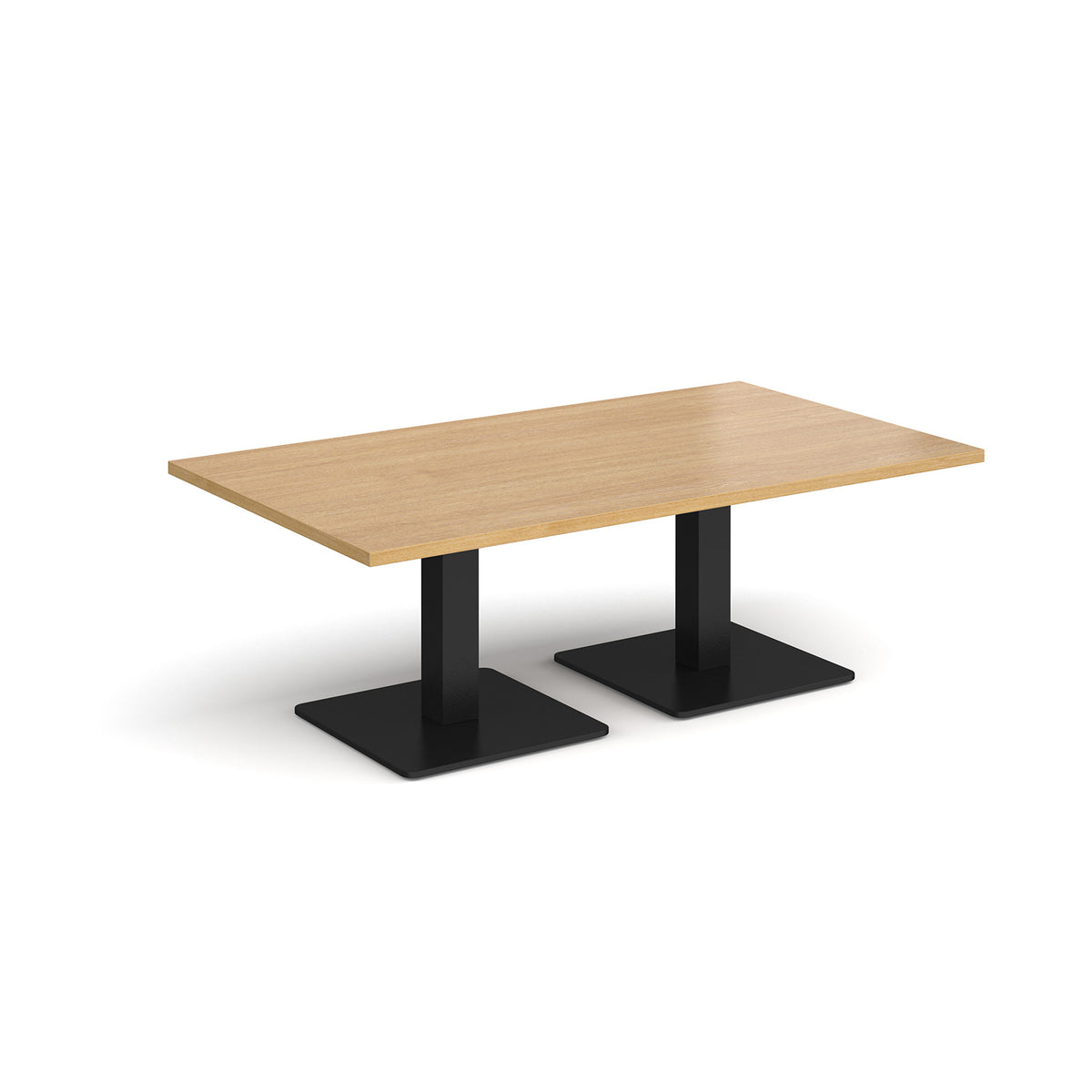 Brescia rectangular coffee table with flat square black bases 1400mm x 800mm - oak - view 1