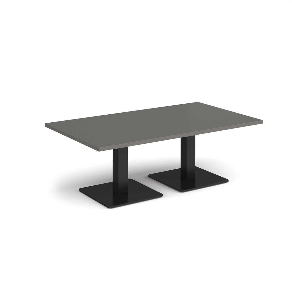 Brescia rectangular coffee table with flat square black bases 1400mm x 800mm - Onyx Grey - view 1