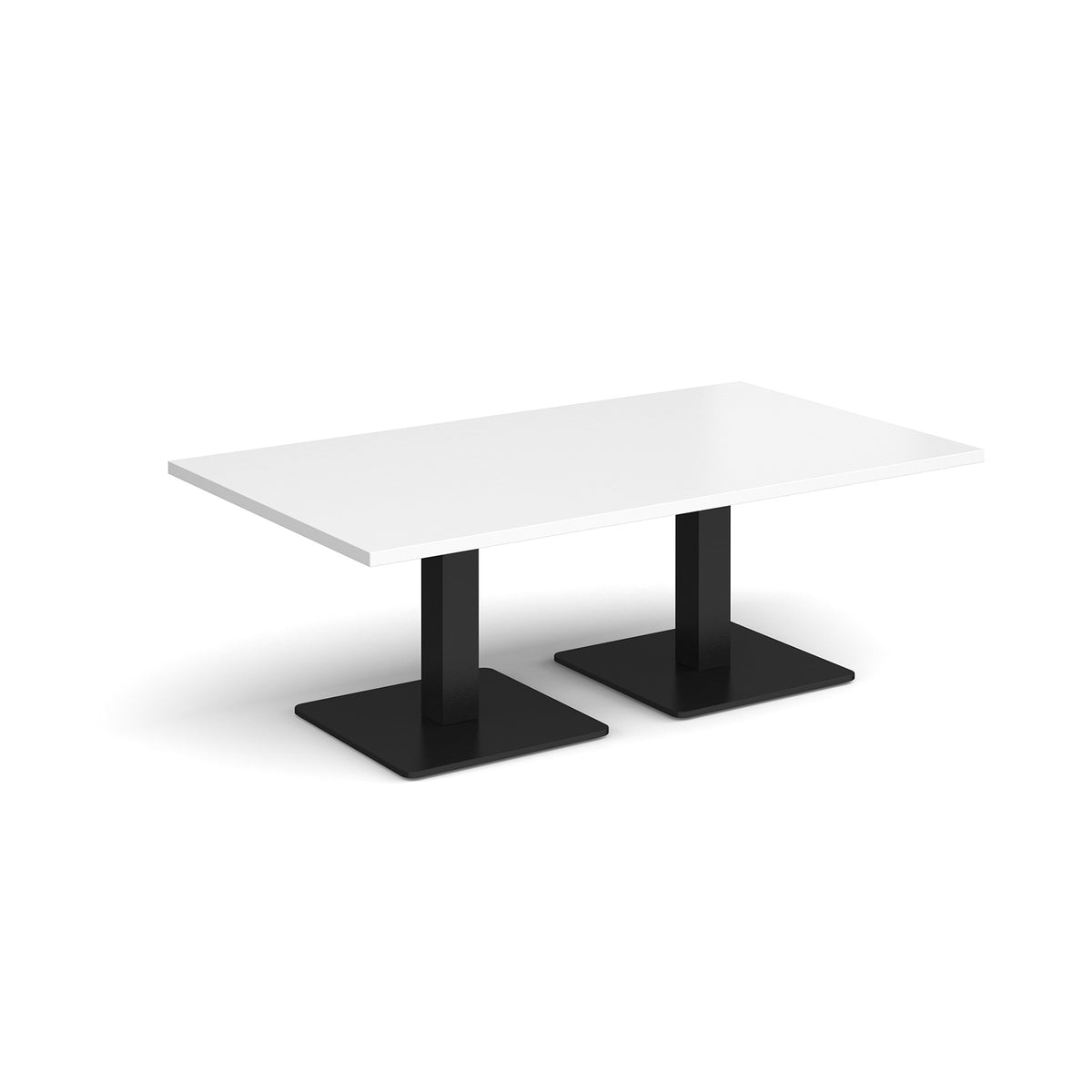 Brescia rectangular coffee table with flat square black bases 1400mm x 800mm - white - view 1