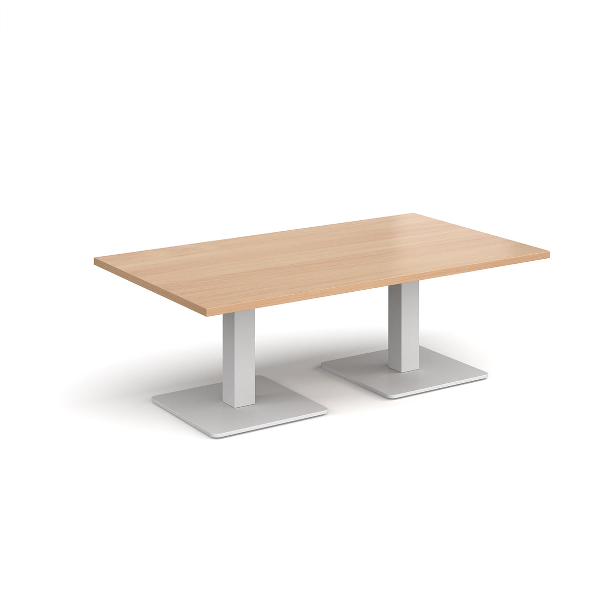 Brescia rectangular coffee table with flat square white bases 1400mm x 800mm - Beech - view 1