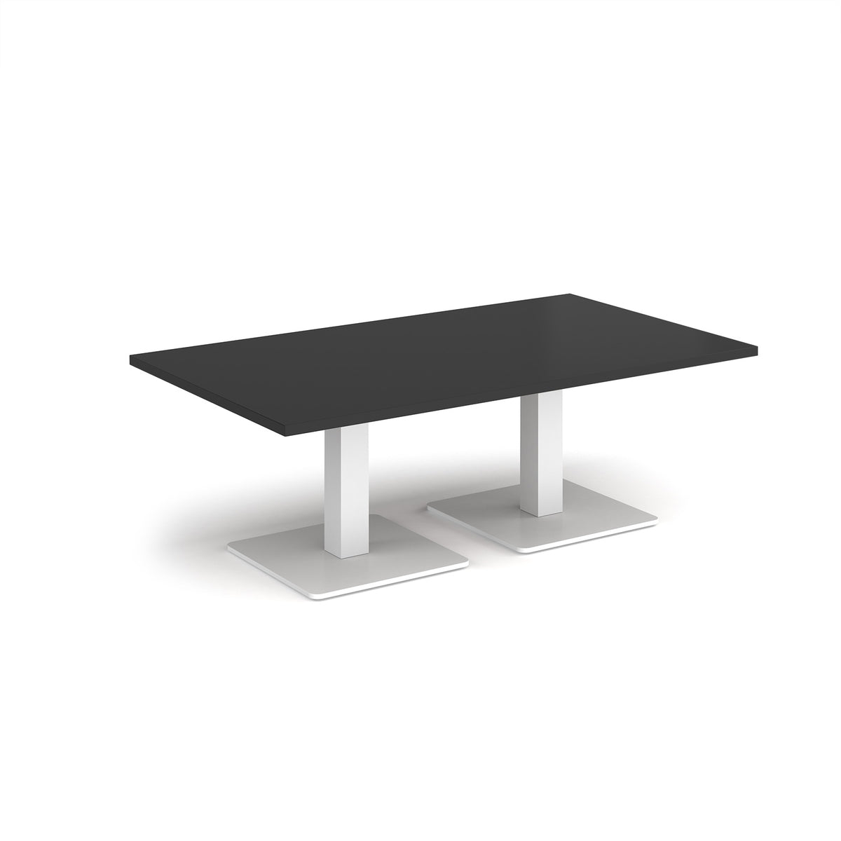 Brescia rectangular coffee table with flat square white bases 1400mm x 800mm - Black - view 1