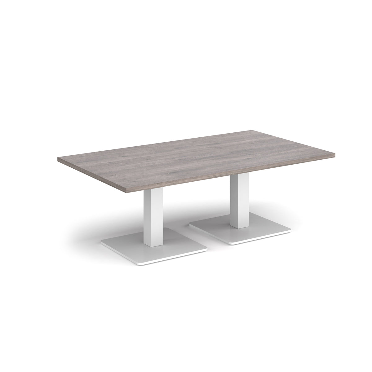 Brescia rectangular coffee table with flat square white bases 1400mm x 800mm - Grey Oak - view 1