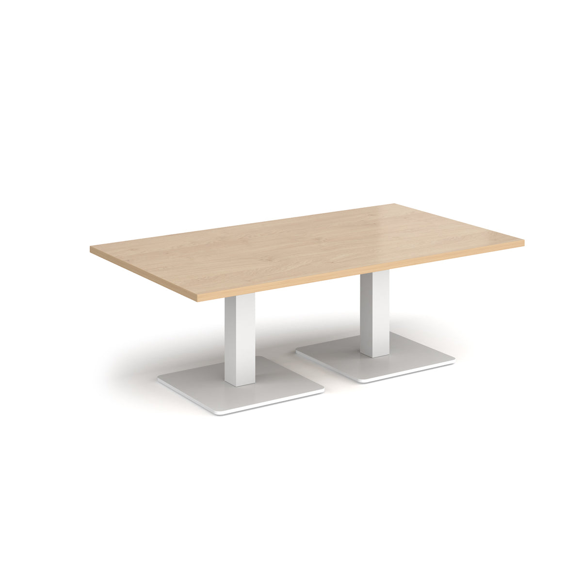 Brescia rectangular coffee table with flat square white bases 1400mm x 800mm - Kendal oak - view 1