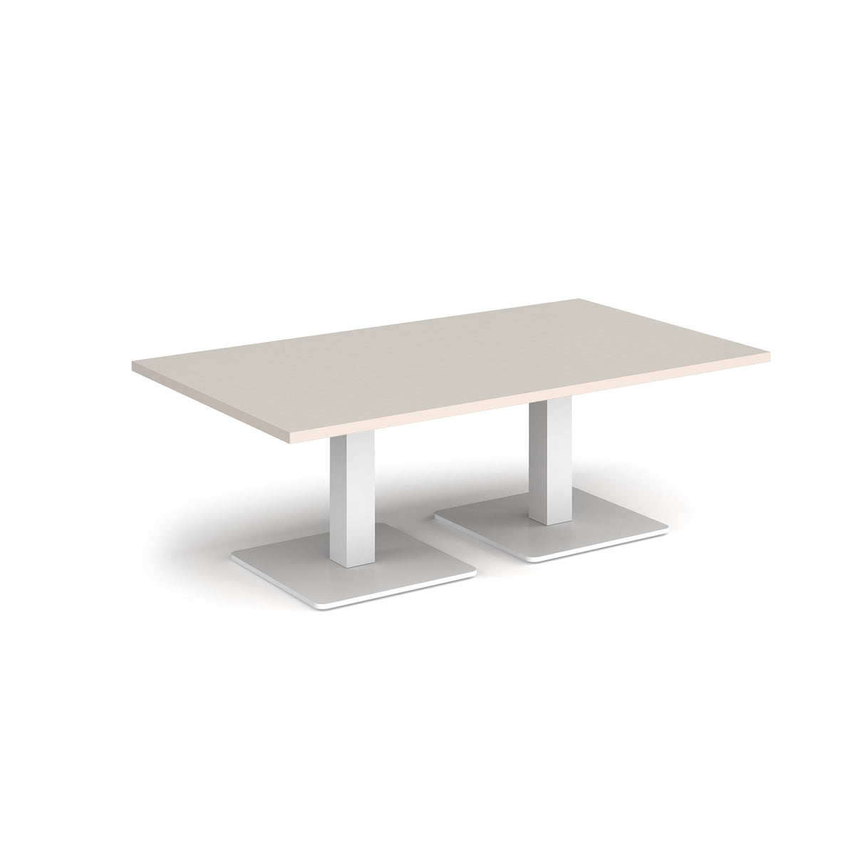 Brescia rectangular coffee table with flat square white bases 1400mm x 800mm - Light Grey - view 1