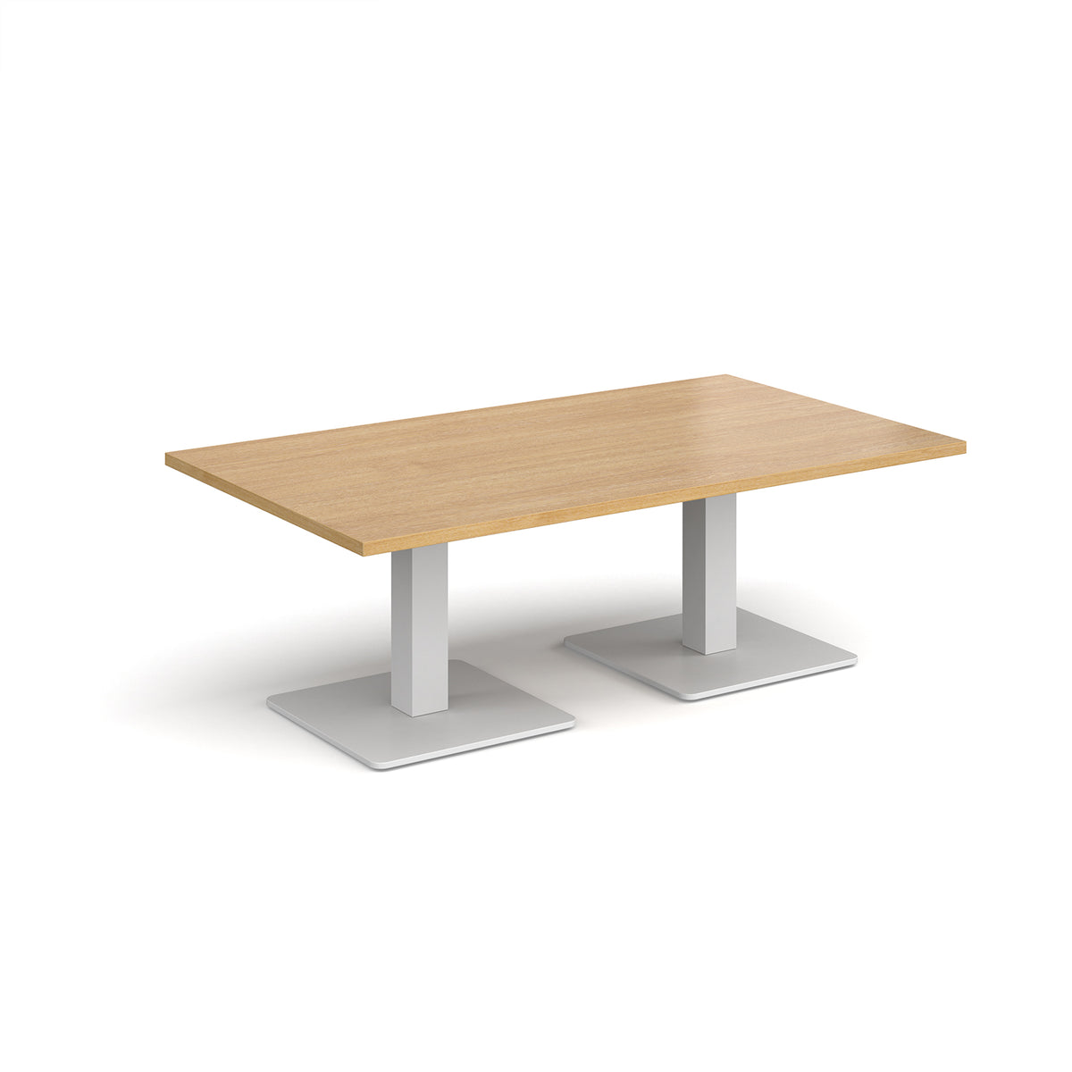 Brescia rectangular coffee table with flat square white bases 1400mm x 800mm - oak - view 1