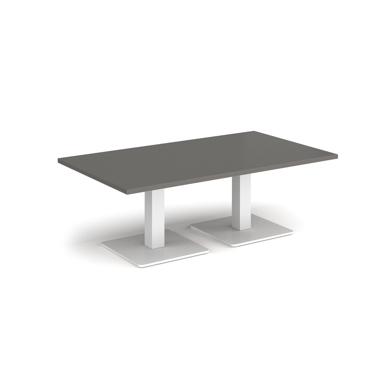 Brescia rectangular coffee table with flat square white bases 1400mm x 800mm - Onyx Grey - view 1