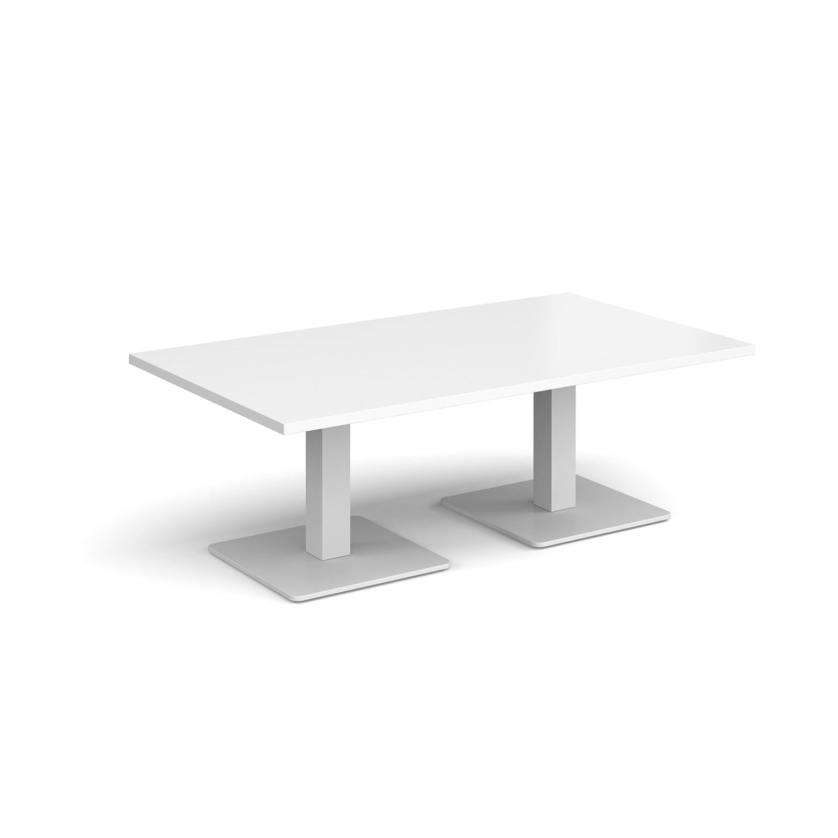 Brescia rectangular coffee table with flat square white bases 1400mm x 800mm - white - view 1