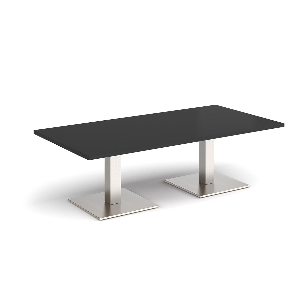 Brescia rectangular coffee table with flat square brushed steel bases 1600mm x 800mm - Black - view 1