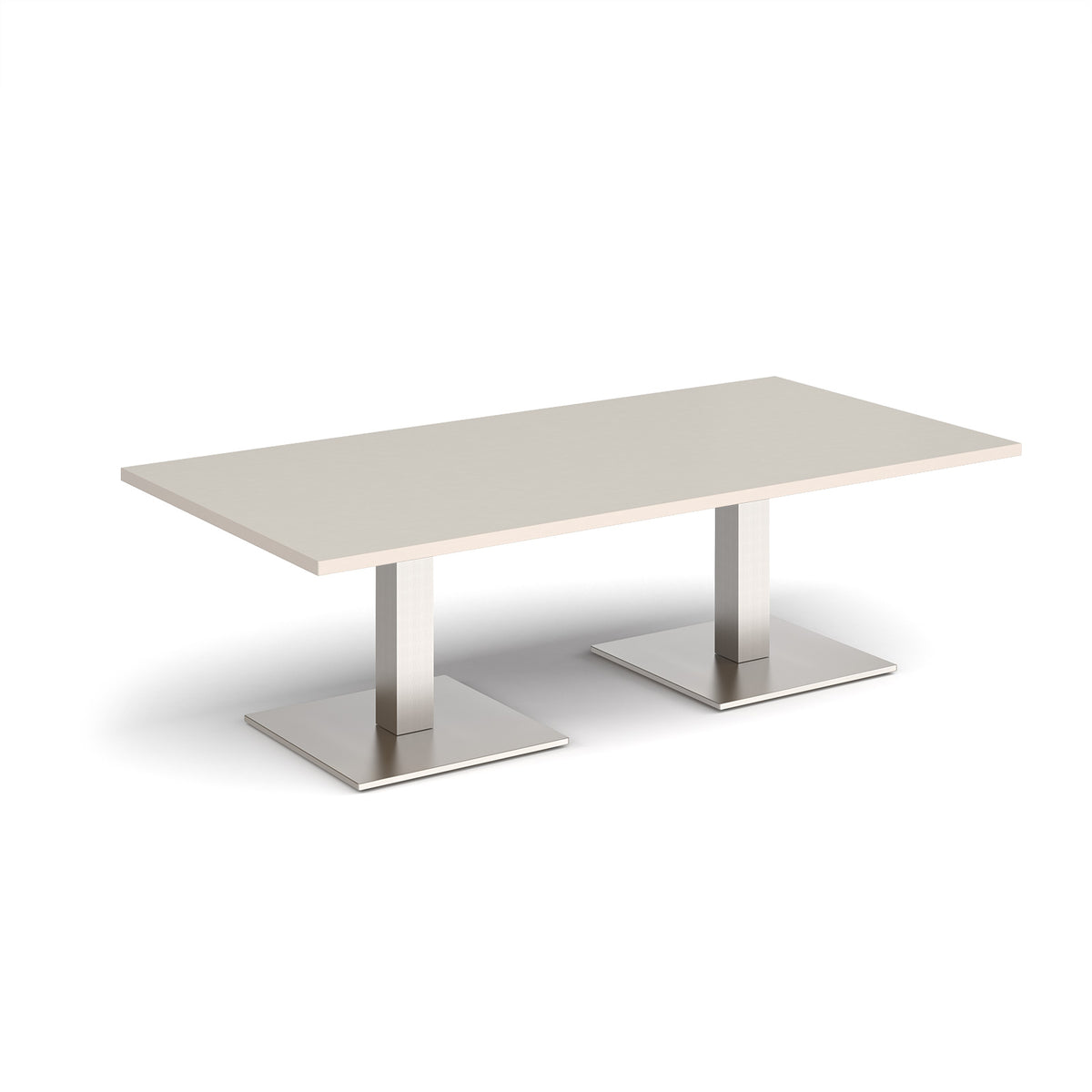 Brescia rectangular coffee table with flat square brushed steel bases 1600mm x 800mm - Light Grey - view 1