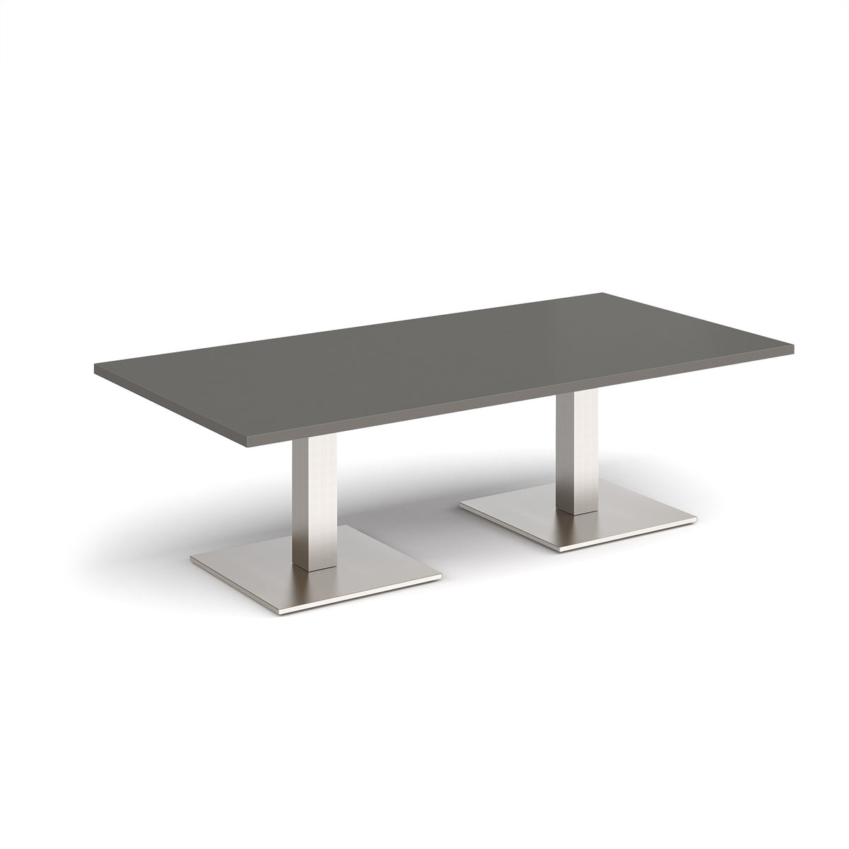 Brescia rectangular coffee table with flat square brushed steel bases 1600mm x 800mm - Onyx Grey - view 1
