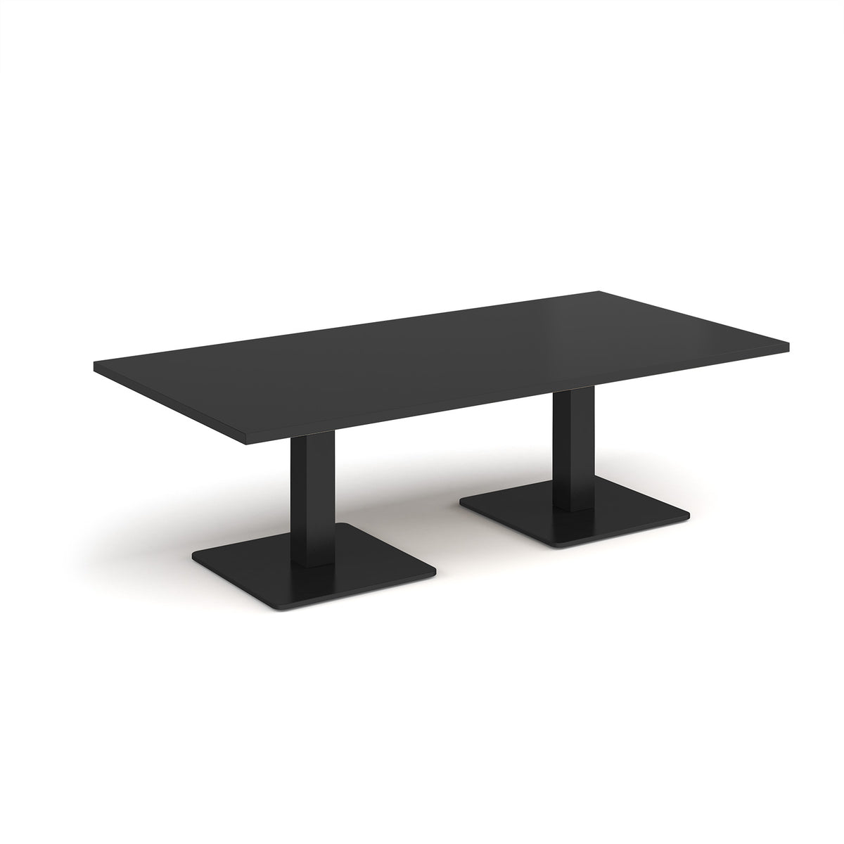 Brescia rectangular coffee table with flat square black bases 1600mm x 800mm - Black - view 1