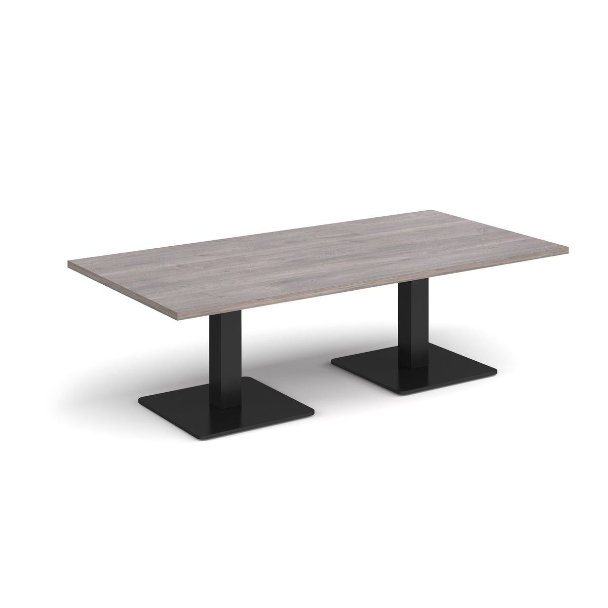 Brescia rectangular coffee table with flat square black bases 1600mm x 800mm - Grey Oak - view 1