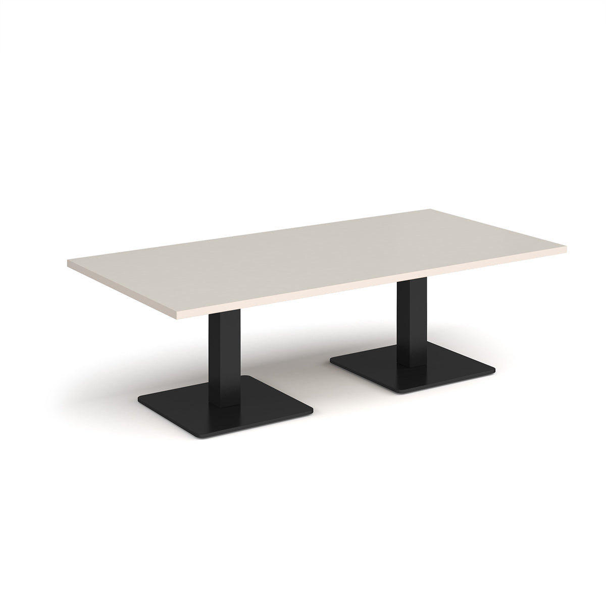 Brescia rectangular coffee table with flat square black bases 1600mm x 800mm - Light Grey - view 1