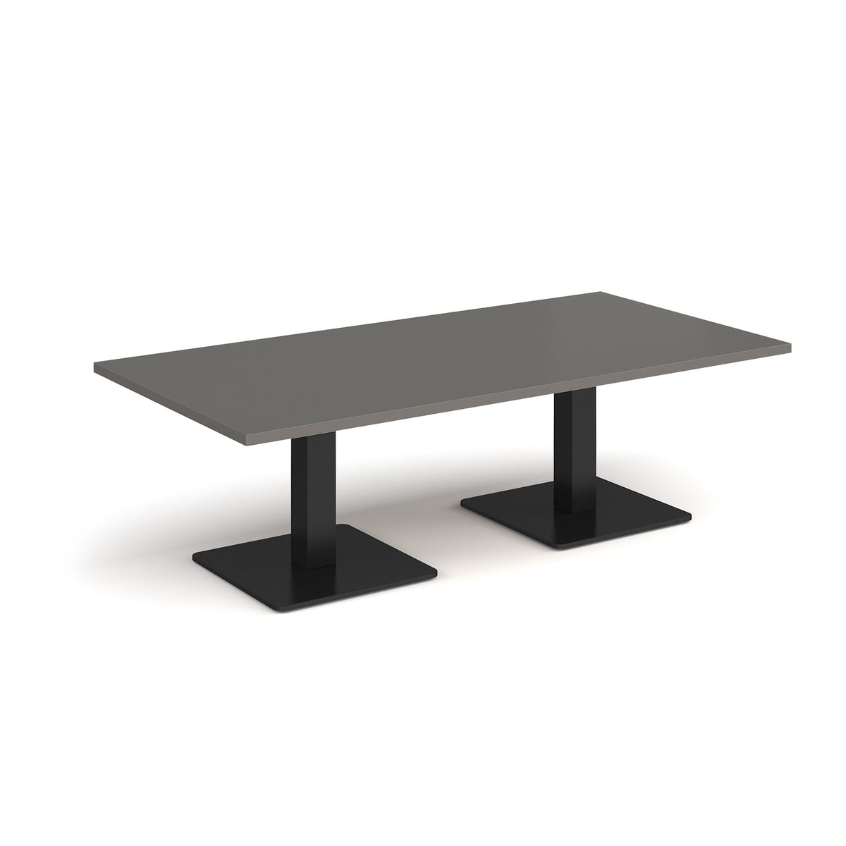 Brescia rectangular coffee table with flat square black bases 1600mm x 800mm -Onyx Grey - view 1