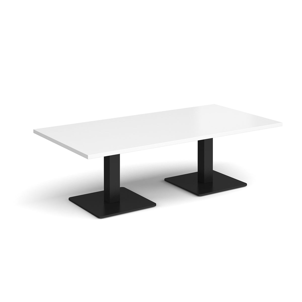 Brescia rectangular coffee table with flat square black bases 1600mm x 800mm - white - view 1