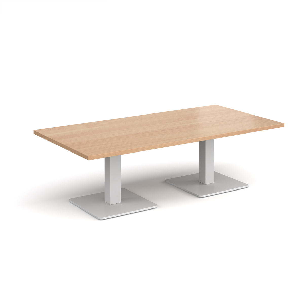 Brescia rectangular coffee table with flat square white bases 1600mm x 800mm - Beech - view 1