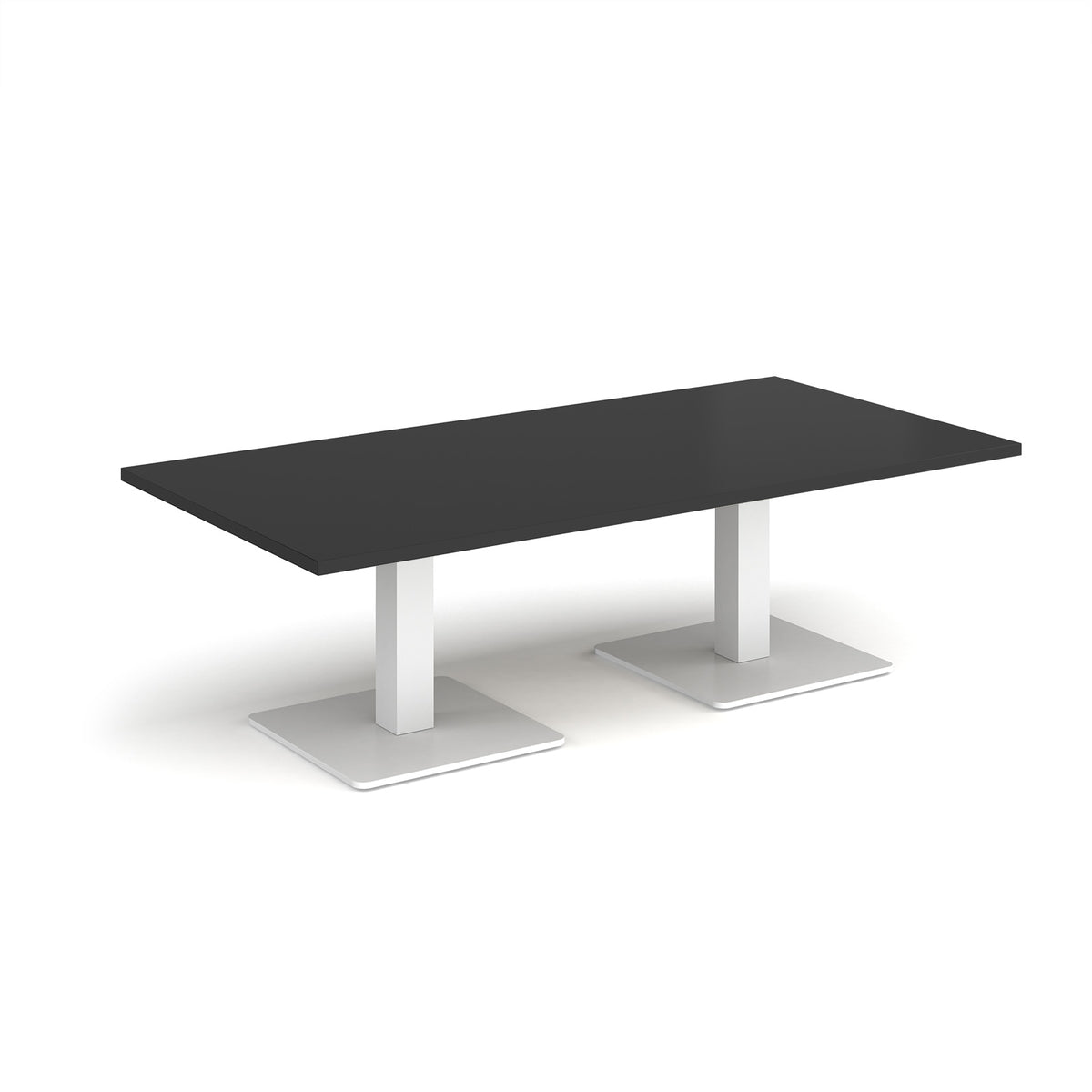 Brescia rectangular coffee table with flat square white bases 1600mm x 800mm - Black - view 1