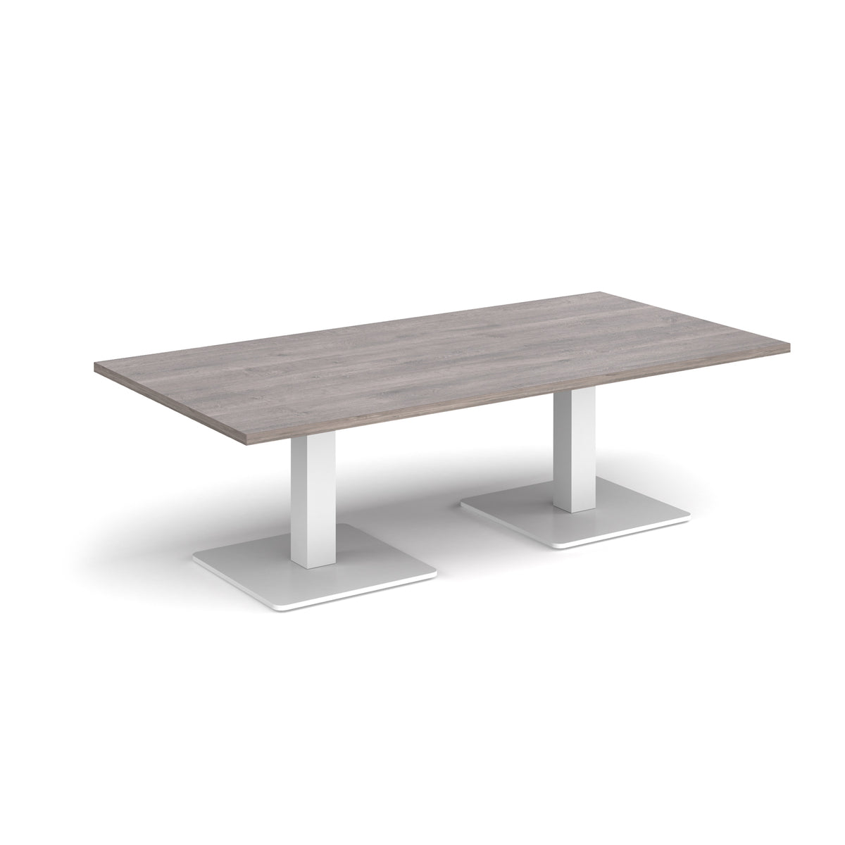 Brescia rectangular coffee table with flat square white bases 1600mm x 800mm - Grey Oak - view 1