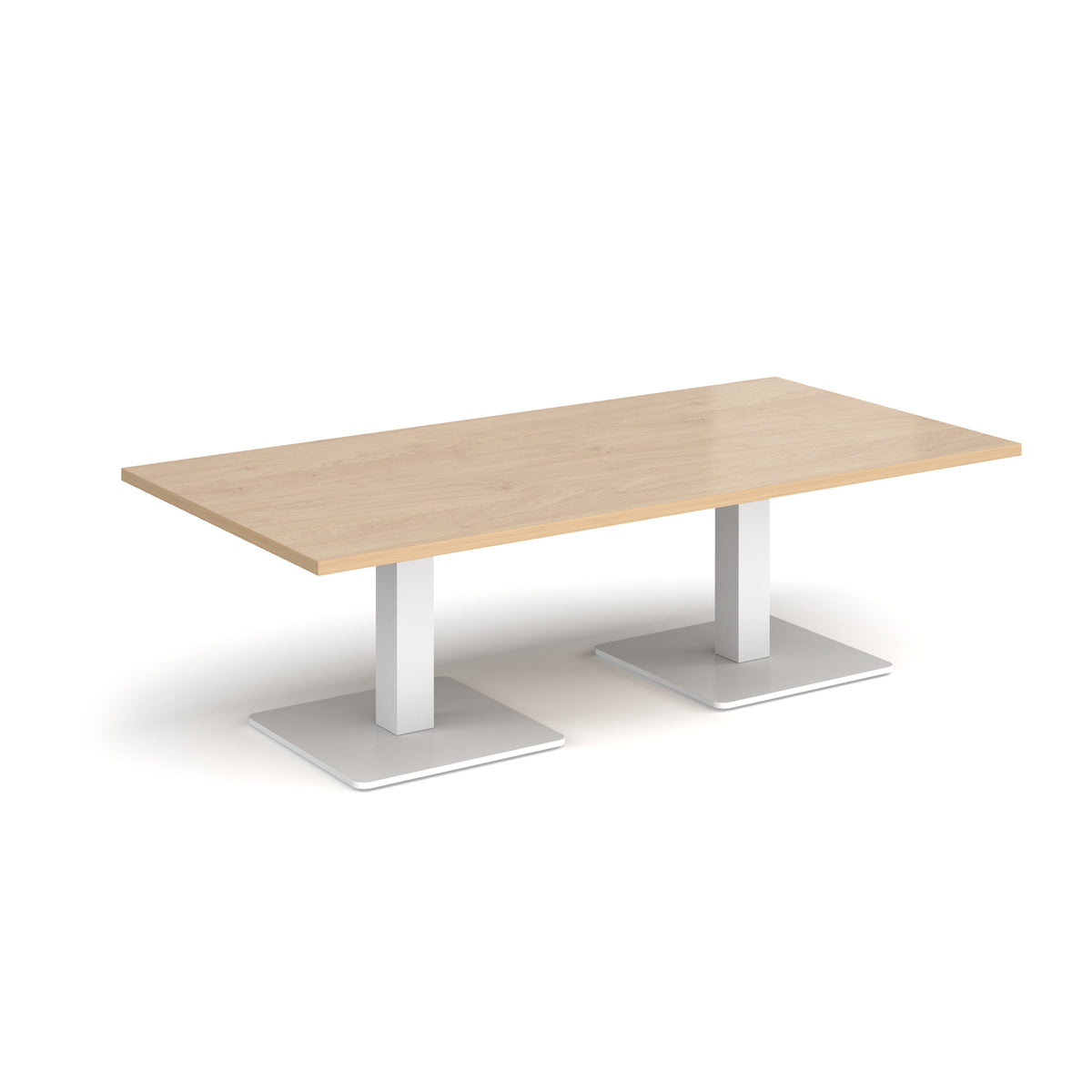 Brescia rectangular coffee table with flat square white bases 1600mm x 800mm - Kendal oak - view 1