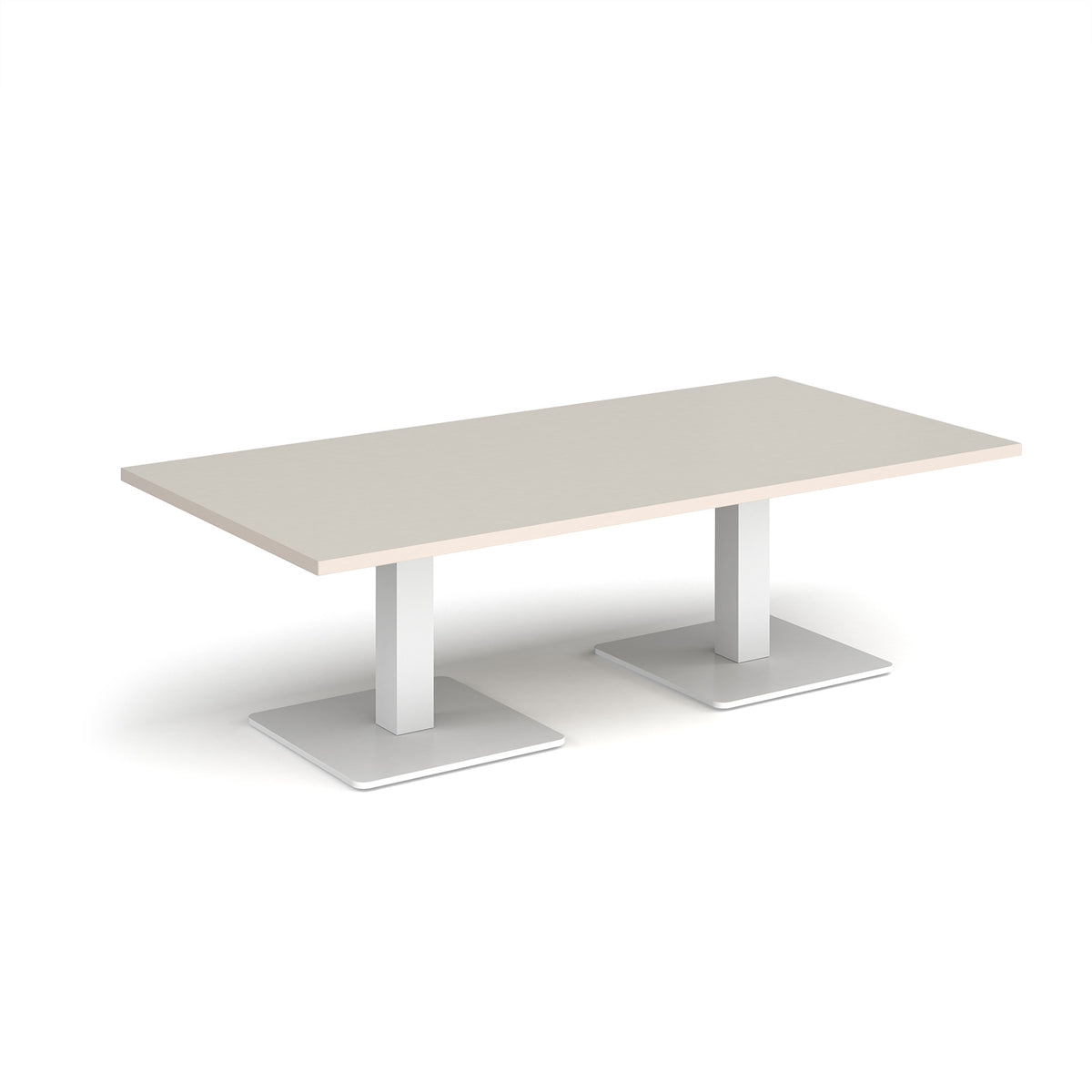 Brescia rectangular coffee table with flat square white bases 1600mm x 800mm - Light Grey - view 1