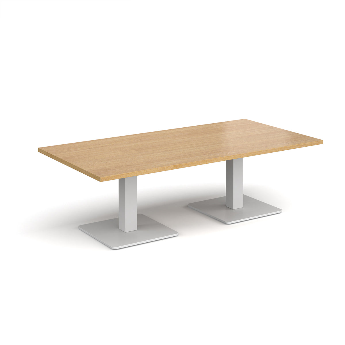 Brescia rectangular coffee table with flat square white bases 1600mm x 800mm - oak - view 1