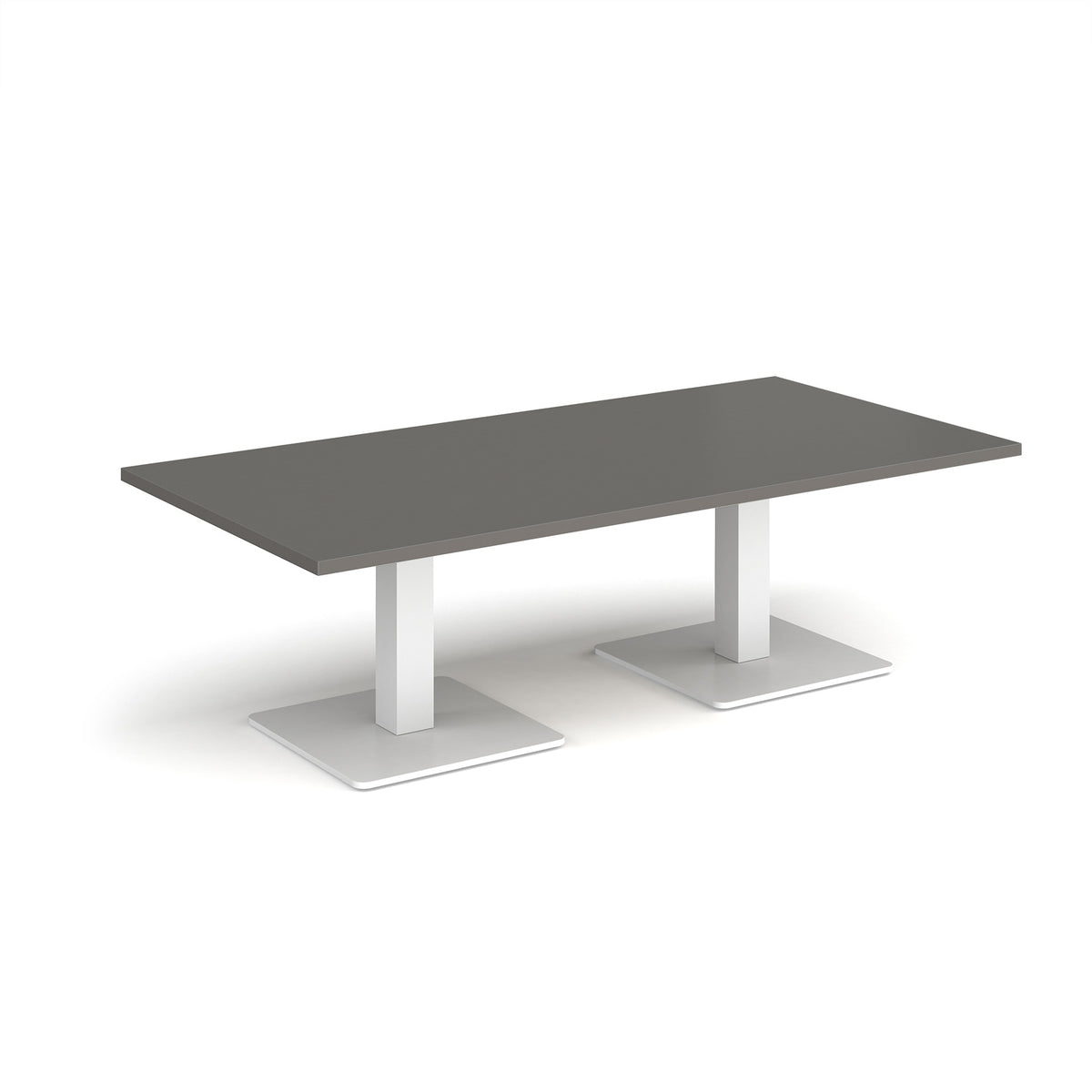 Brescia rectangular coffee table with flat square white bases 1600mm x 800mm -Onyx Grey - view 1