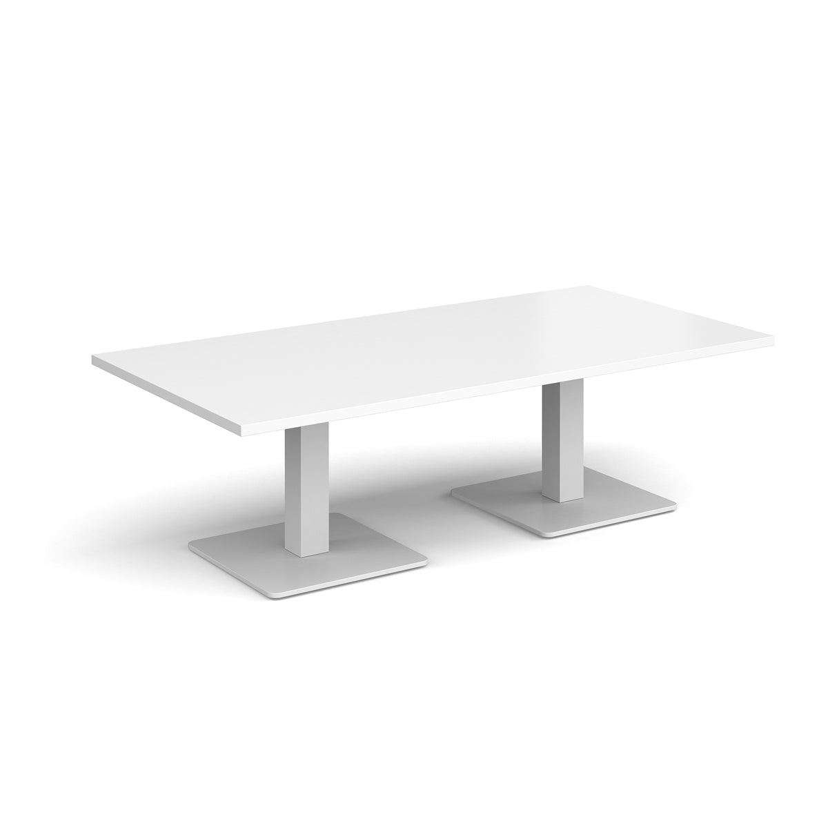 Brescia rectangular coffee table with flat square white bases 1600mm x 800mm - white - view 1