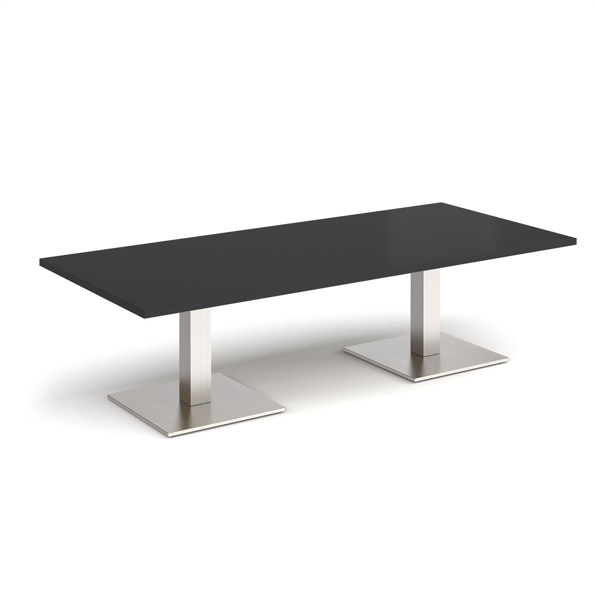 Brescia rectangular coffee table with flat square brushed steel bases 1800mm x 800mm - Black - view 1