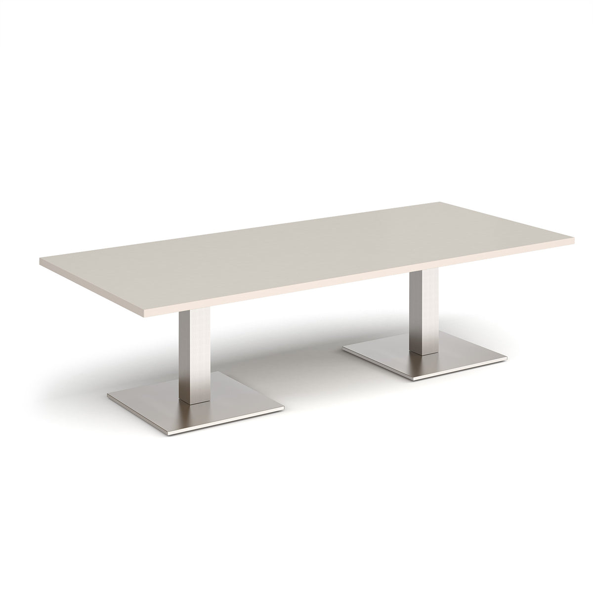 Brescia rectangular coffee table with flat square brushed steel bases 1800mm x 800mm - Light Grey - view 1