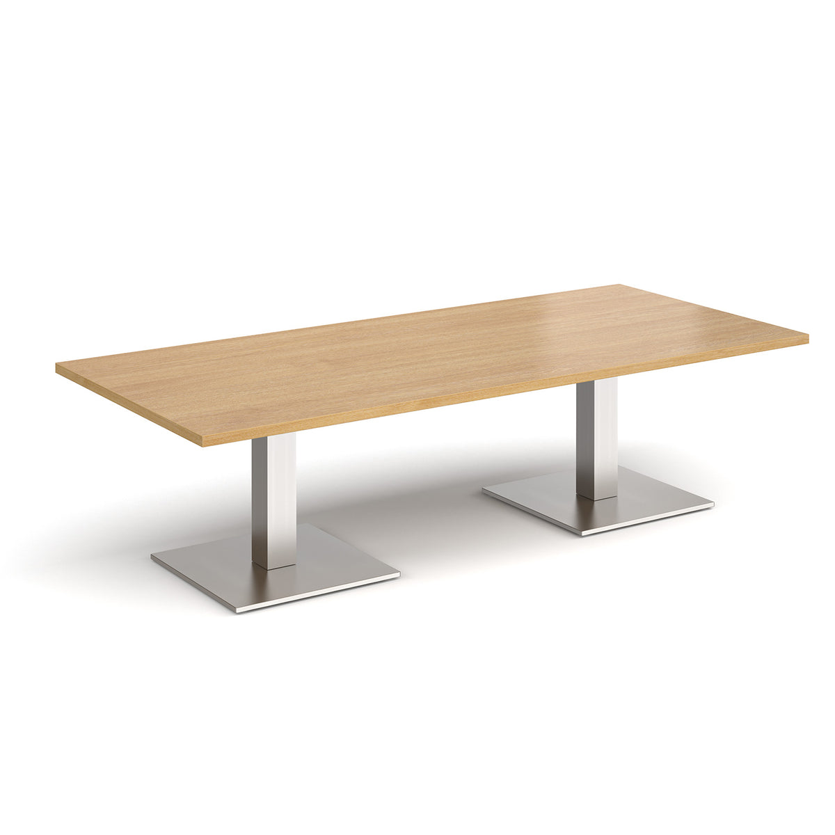 Brescia rectangular coffee table with flat square brushed steel bases 1800mm x 800mm - oak - view 1