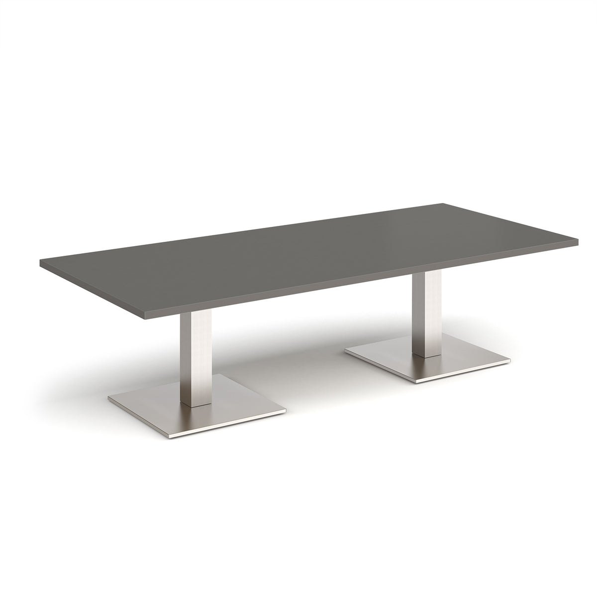 Brescia rectangular coffee table with flat square brushed steel bases 1800mm x 800mm - Onyx Grey - view 1