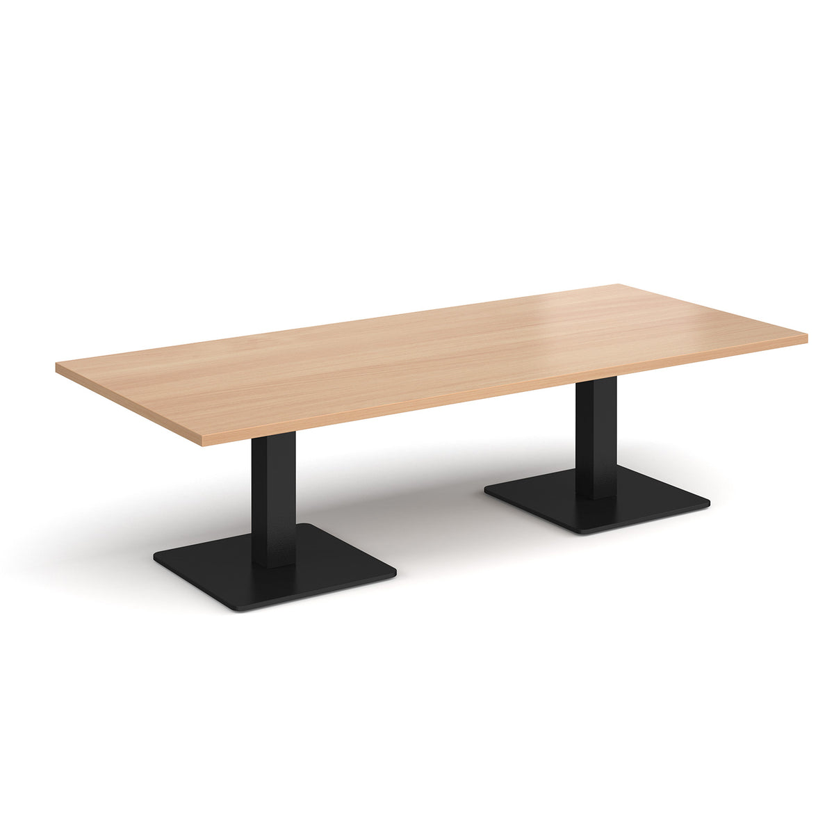 Brescia rectangular coffee table with flat square black bases 1800mm x 800mm - Beech - view 1
