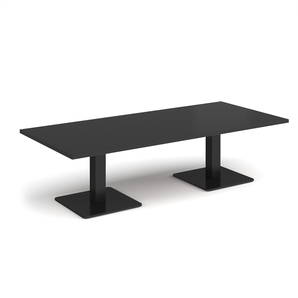 Brescia rectangular coffee table with flat square black bases 1800mm x 800mm - Black - view 1