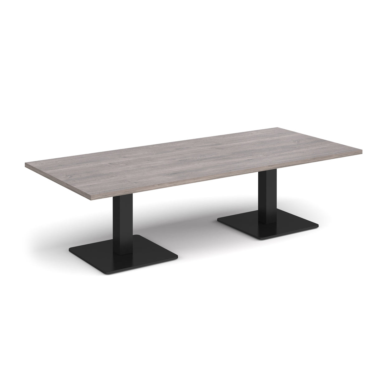 Brescia rectangular coffee table with flat square black bases 1800mm x 800mm - Grey Oak - view 1