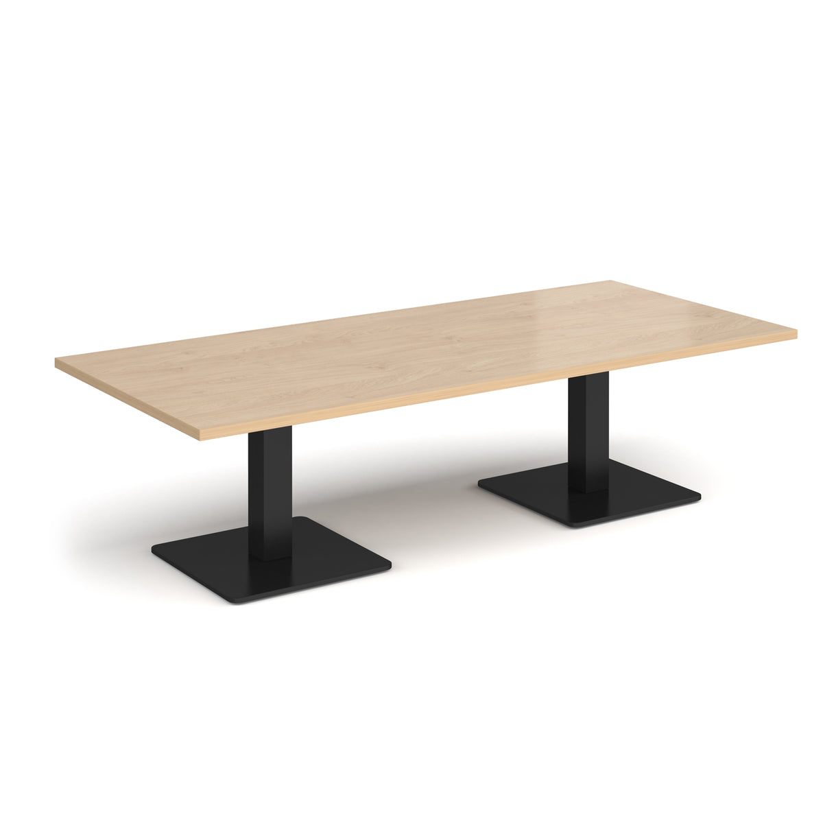 Brescia rectangular coffee table with flat square black bases 1800mm x 800mm - Kendal oak - view 1