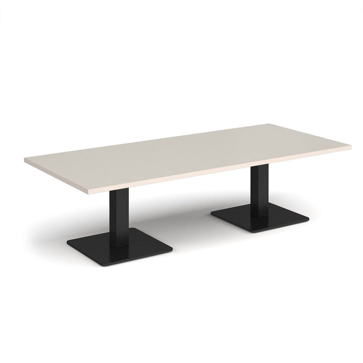 Brescia rectangular coffee table with flat square black bases 1800mm x 800mm - Light Grey - view 1