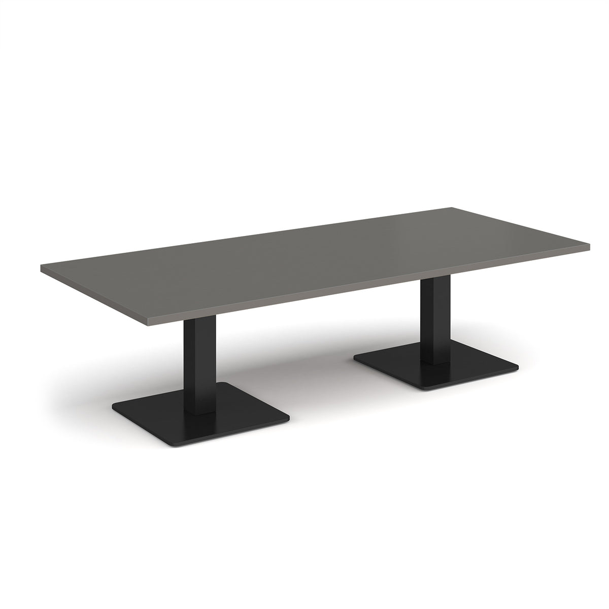 Brescia rectangular coffee table with flat square black bases 1800mm x 800mm - Onyx Grey - view 1