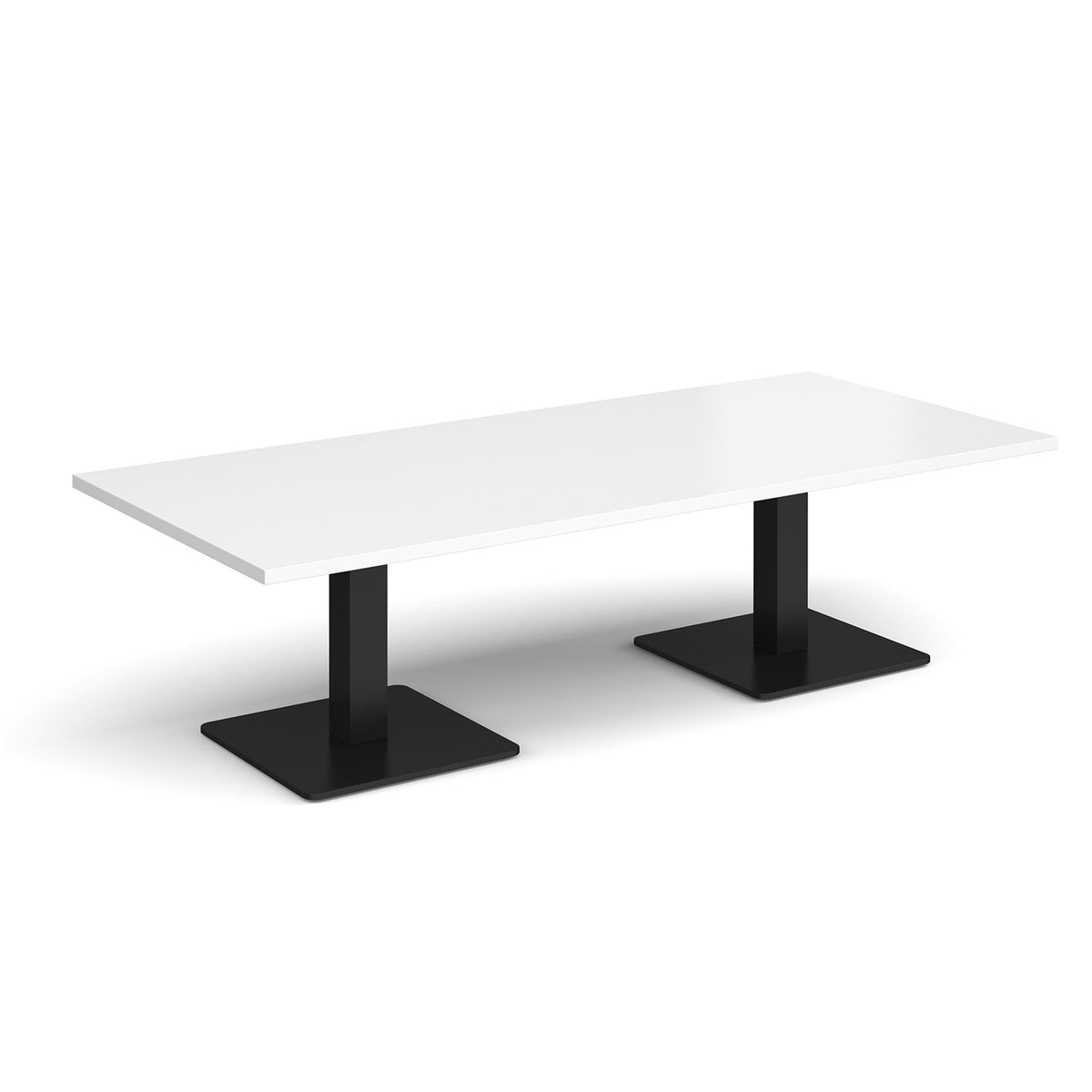 Brescia rectangular coffee table with flat square black bases 1800mm x 800mm - white - view 1
