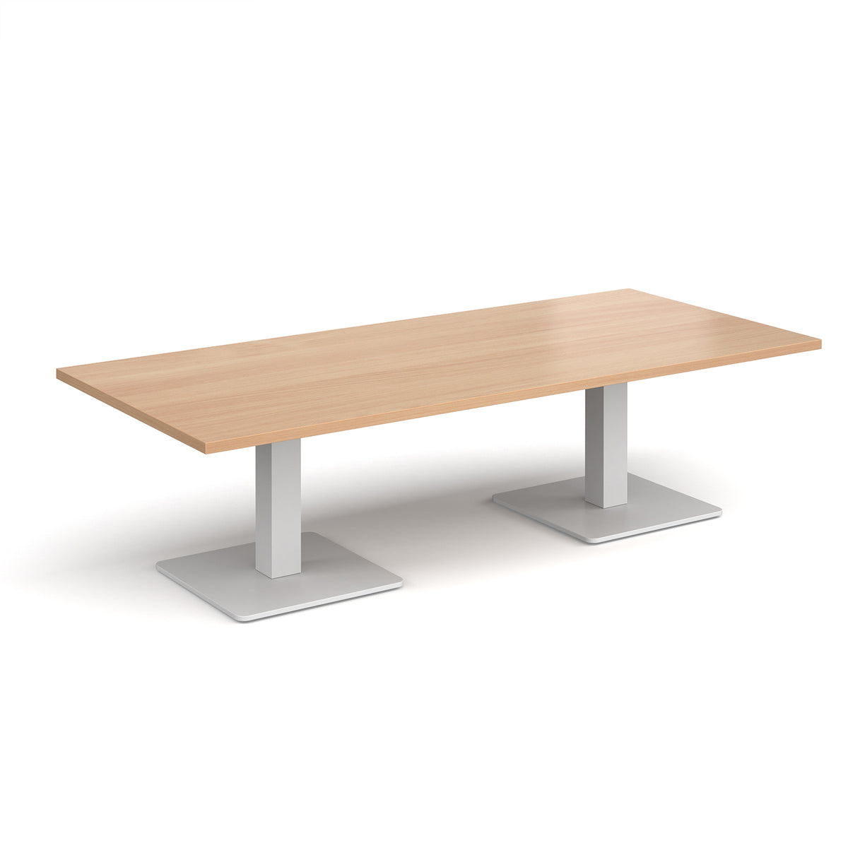 Brescia rectangular coffee table with flat square white bases 1800mm x 800mm - Beech - view 1