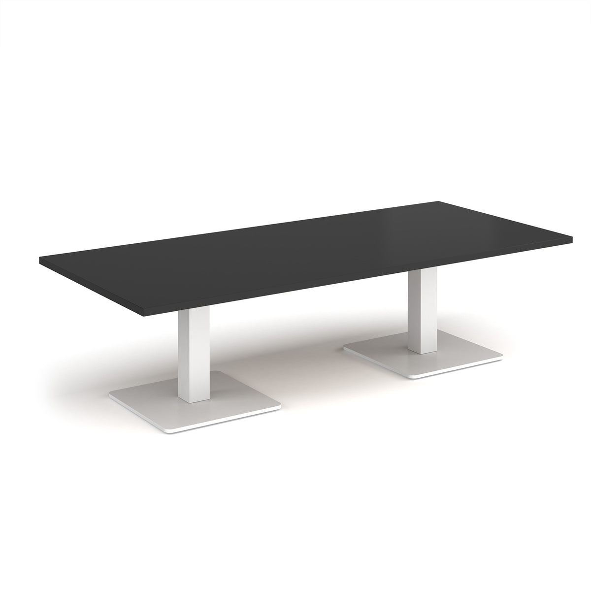 Brescia rectangular coffee table with flat square white bases 1800mm x 800mm - Black - view 1