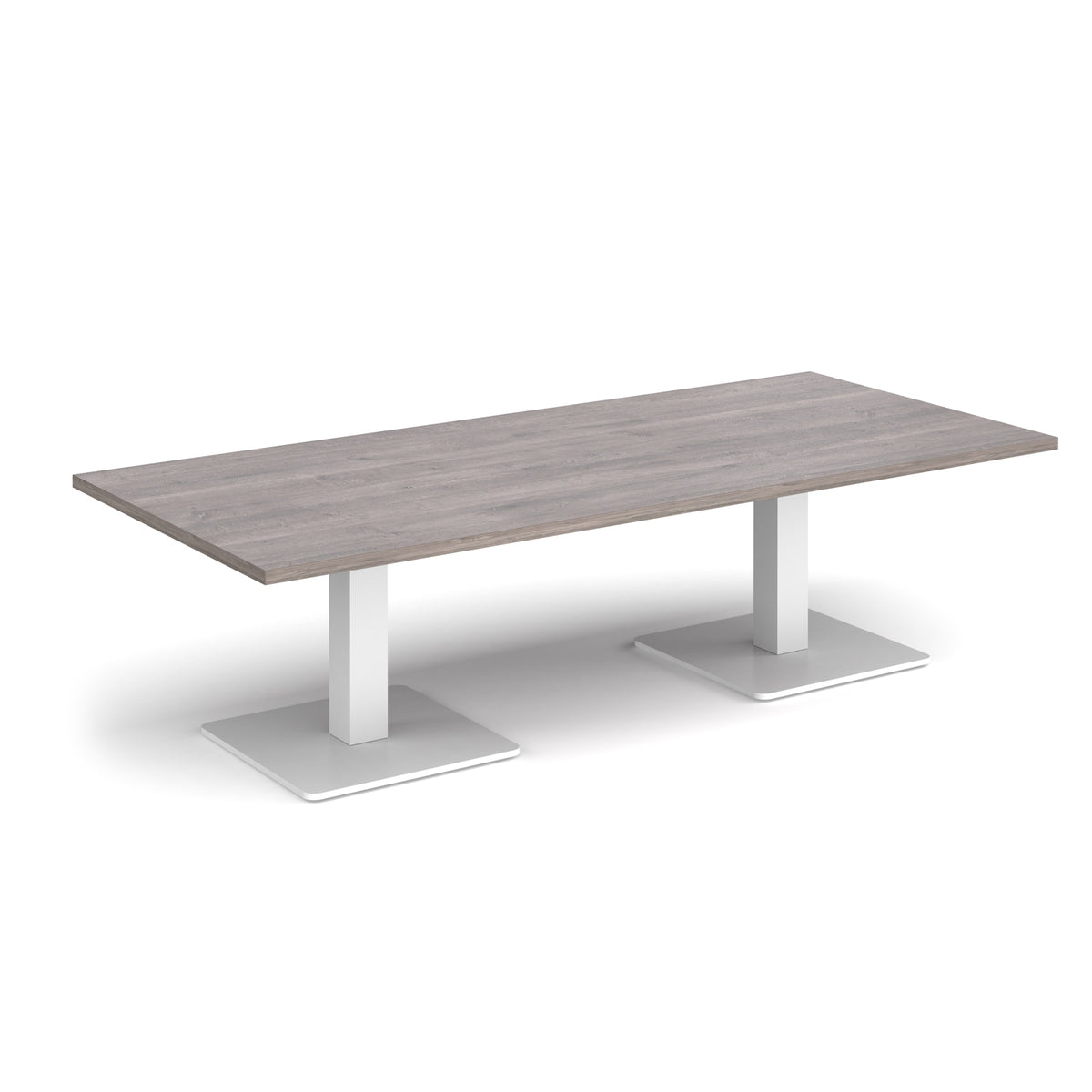 Brescia rectangular coffee table with flat square white bases 1800mm x 800mm - Grey Oak - view 1