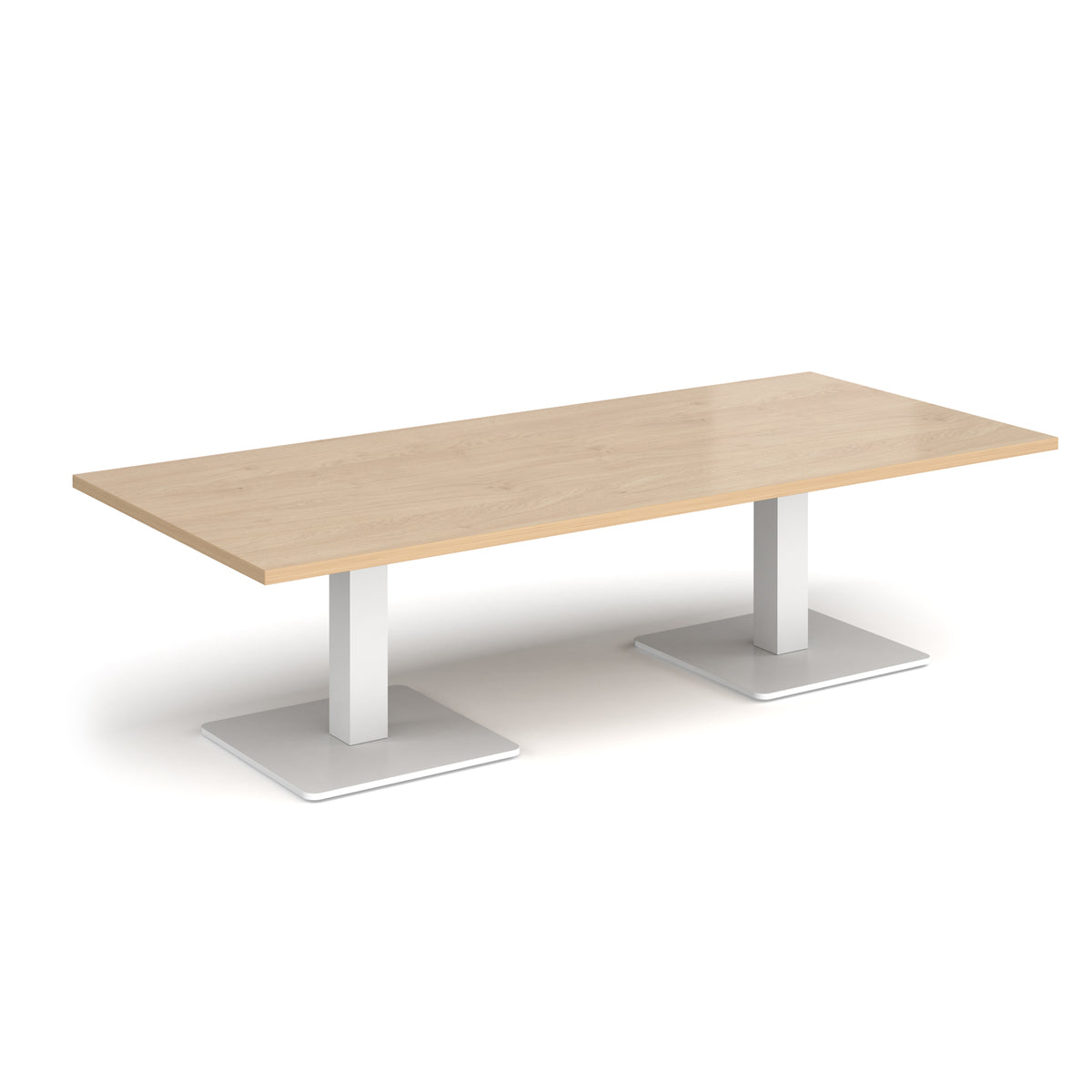 Brescia rectangular coffee table with flat square white bases 1800mm x 800mm - Kendal oak - view 1